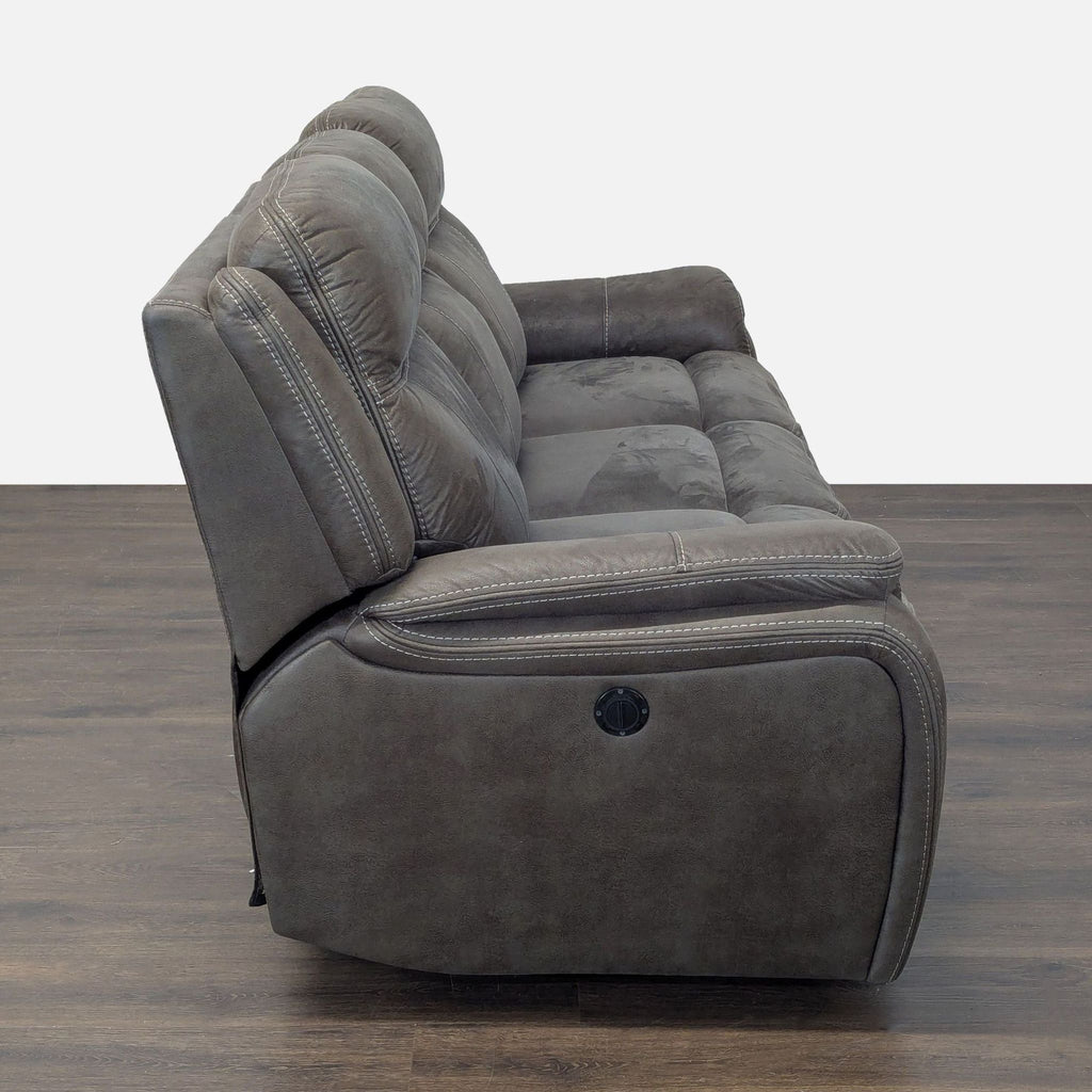 3-Seat Reclining Transitional Leather Sofa