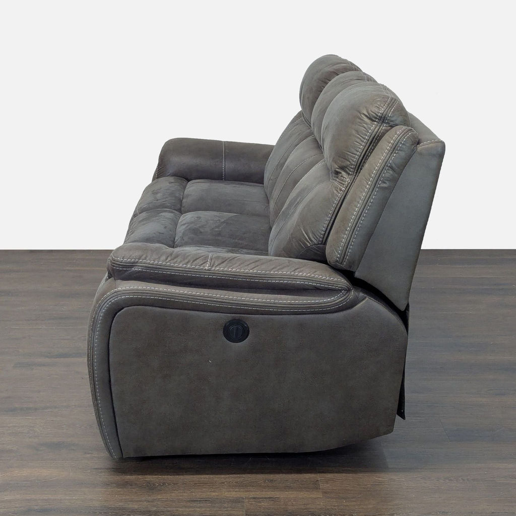 3-Seat Reclining Transitional Leather Sofa