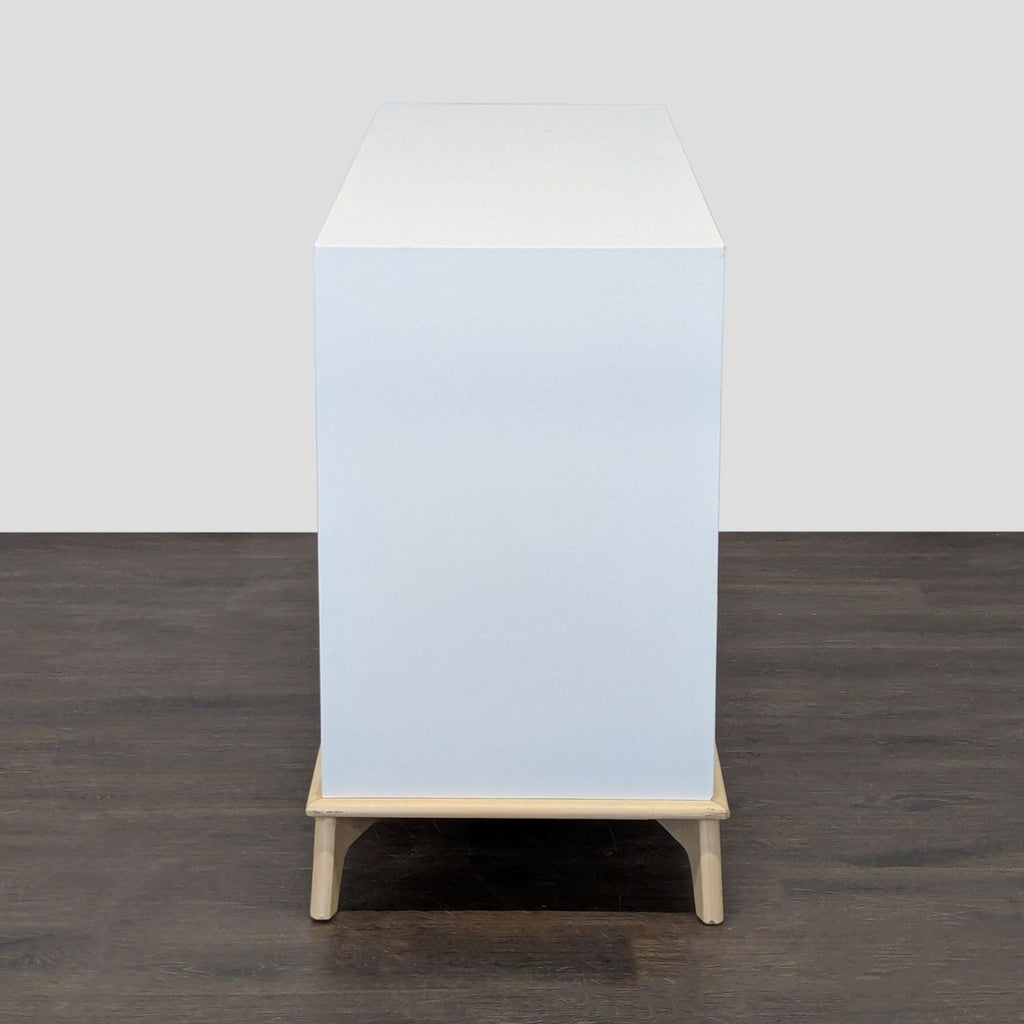 West Elm Sydney White Modern 6-Drawer Dresser with Light Wood Base