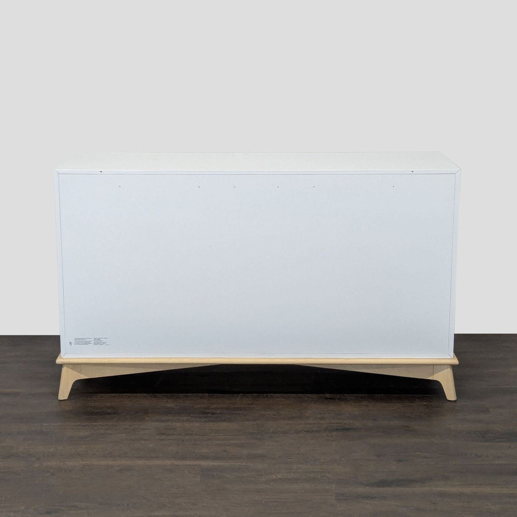 West Elm Sydney White Modern 6-Drawer Dresser with Light Wood Base