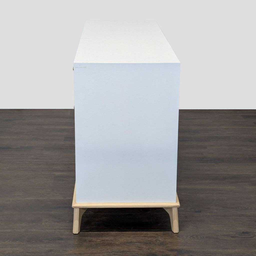 West Elm Sydney White Modern 6-Drawer Dresser with Light Wood Base