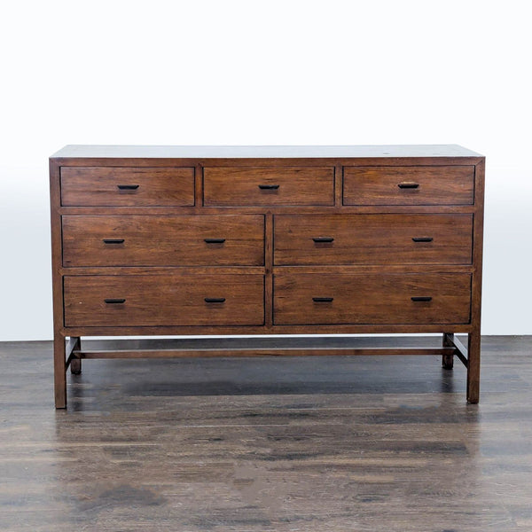 Room & Board dresser with seven drawers, modern lines, and a rich wood finish, shown in great condition.