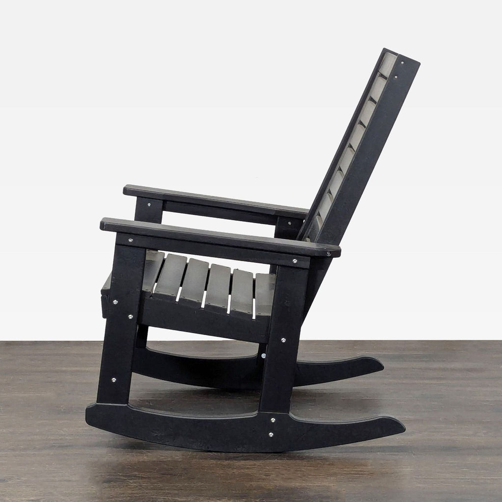 Classic Black Wooden Rocking Lounge Chair for Indoor or Outdoor Use