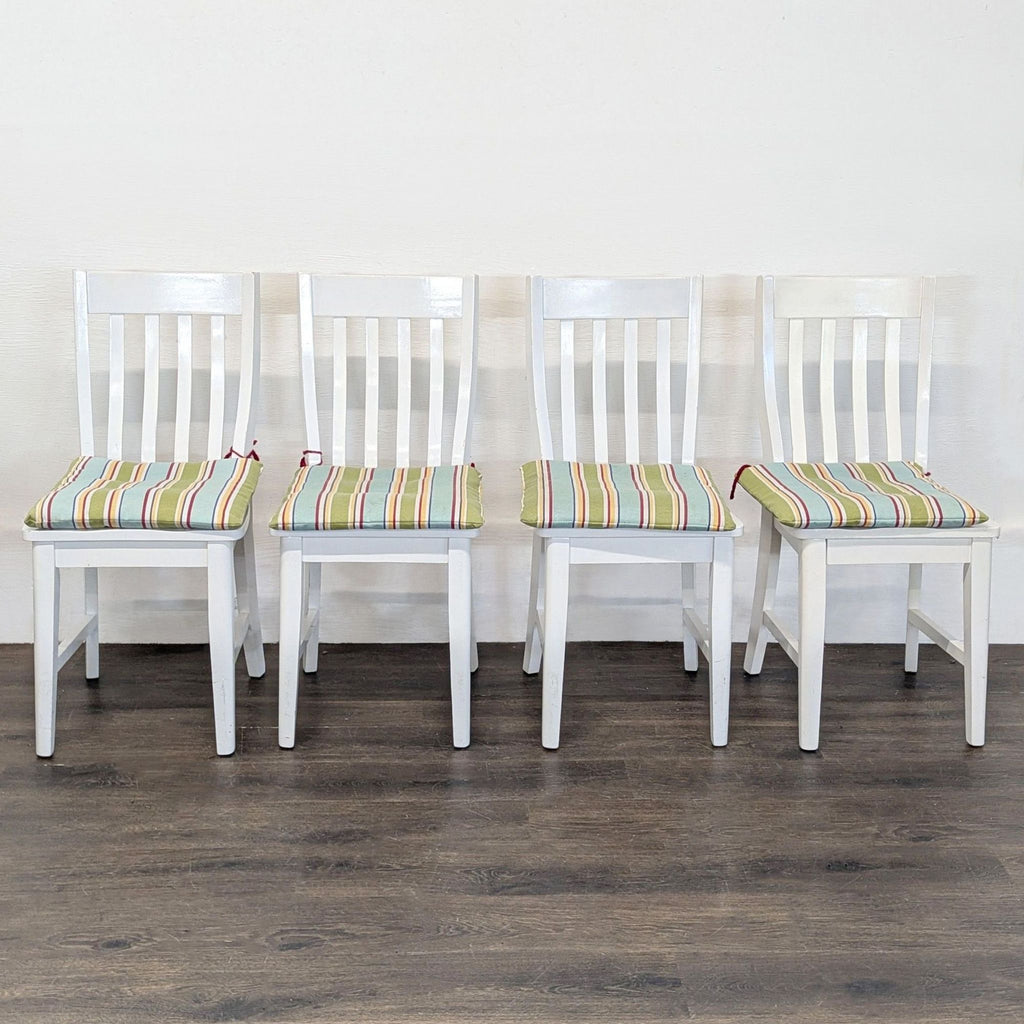 CB2 White 5-Piece Round Dining Set with Cushioned Chairs