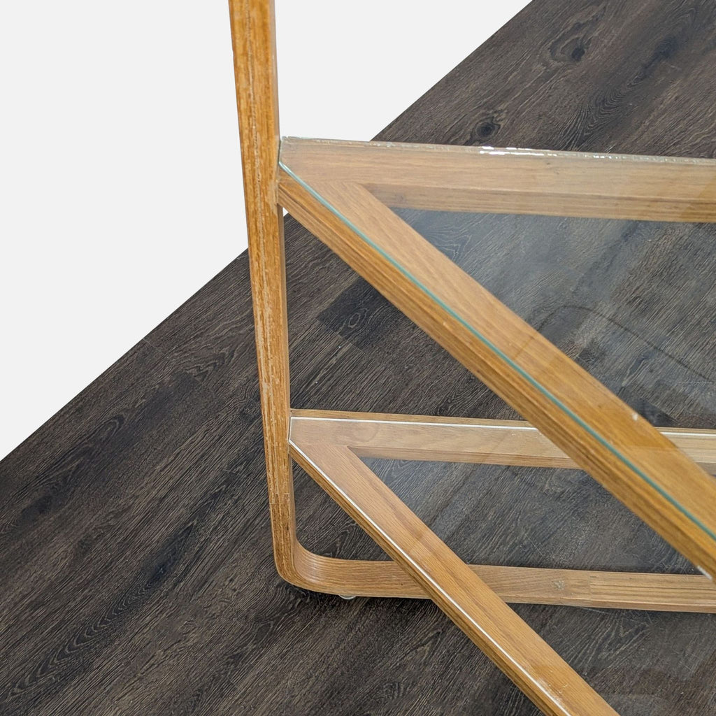 Modern Bentwood Corner Bookshelf with Glass Shelves