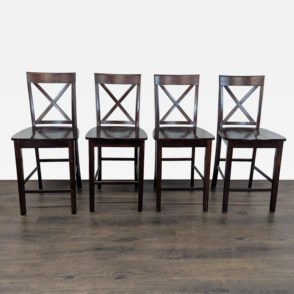 Square 5-Piece Wooden Dining Set with 4 Chairs, Dark Finish