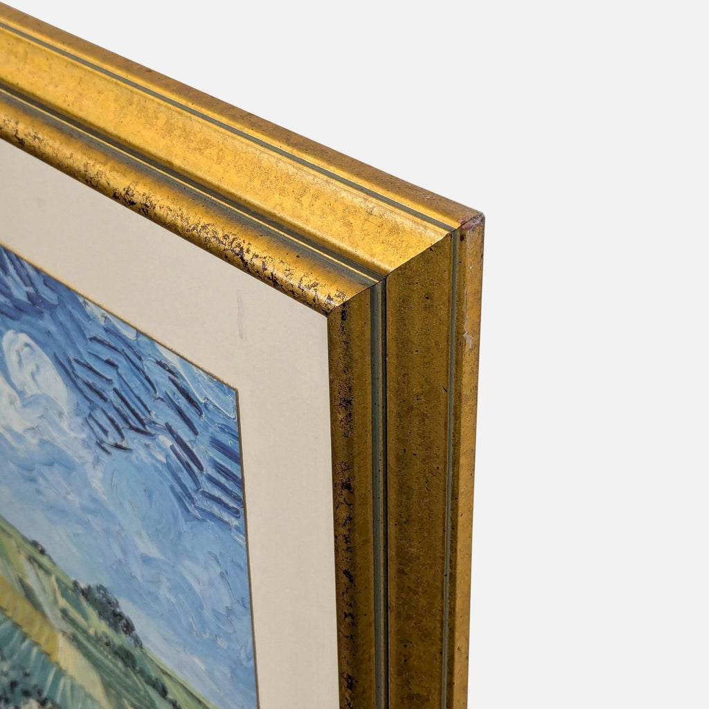 Van Gogh "Plain Near Auvers“ Landscape Print in Gold Frame