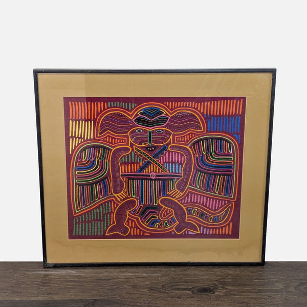 Framed Handcrafted Textile Folk Art Panel – 23.5” x 21”