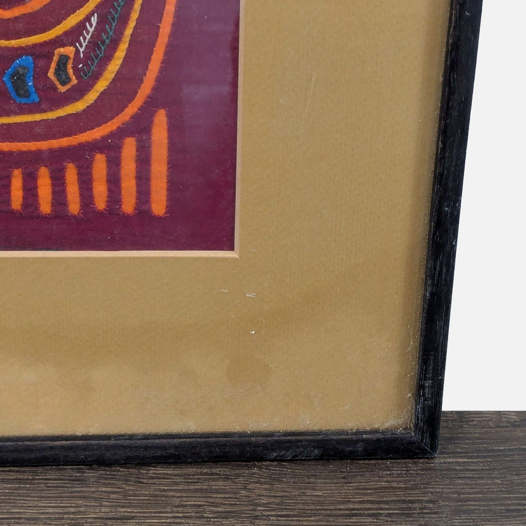 Framed Handcrafted Textile Folk Art Panel – 23.5” x 21”