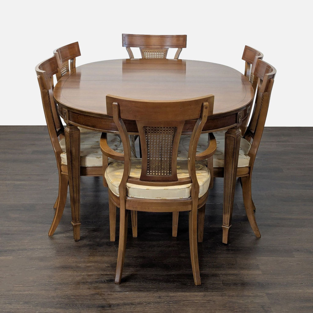 Thomasville Traditional Oval Extension Dining Set with 6 Cane-Back Chairs - Accepted Offer (18.20% discount)