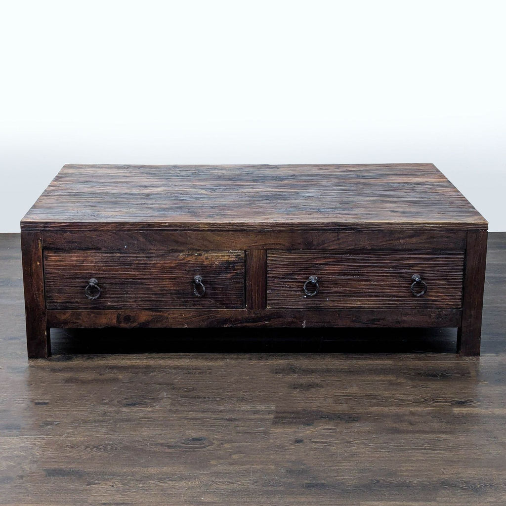 Rustic Wood Two Drawer Coffee Table
