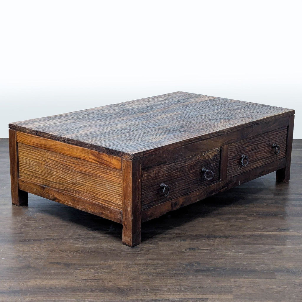 Rustic Wood Two Drawer Coffee Table