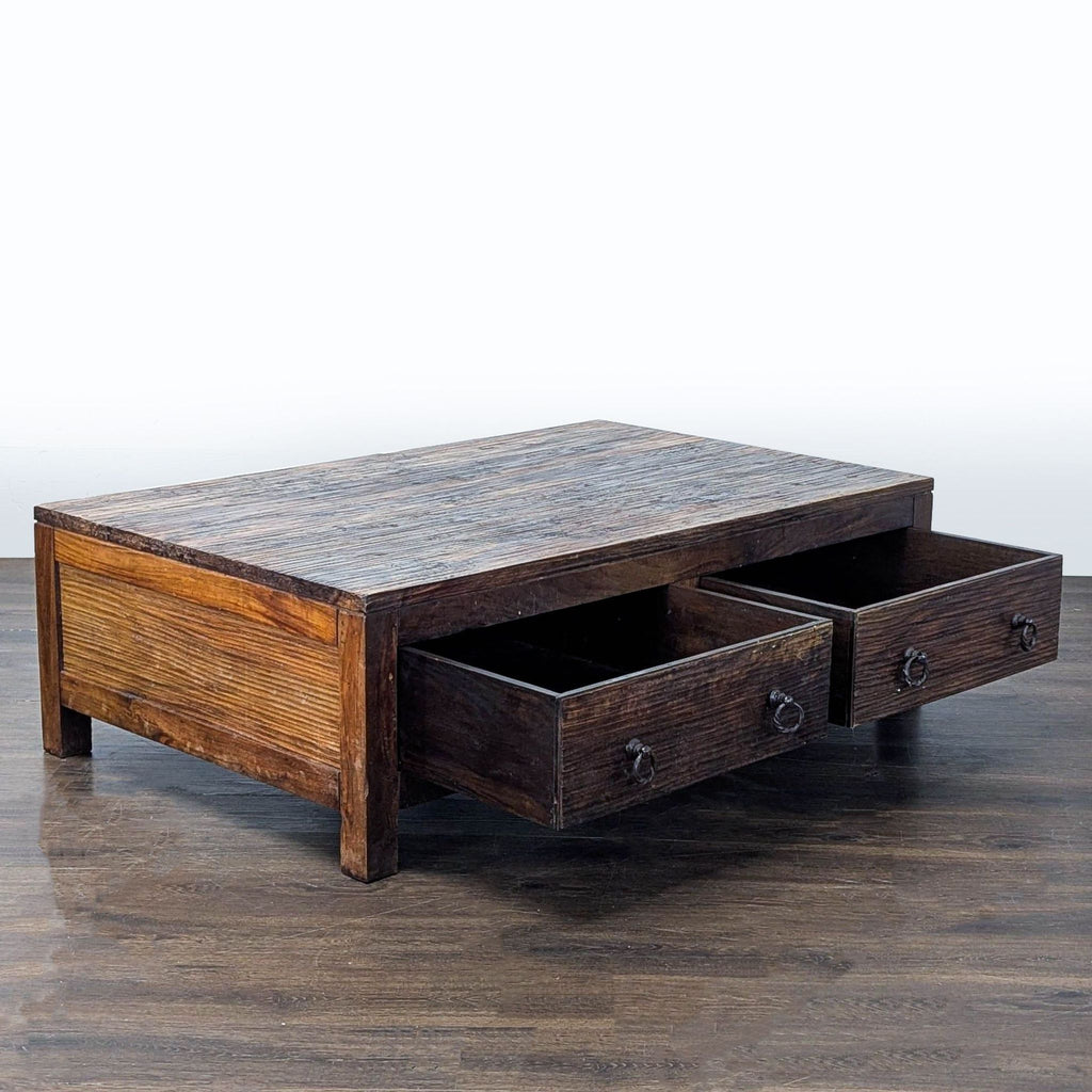 Rustic Wood Two Drawer Coffee Table