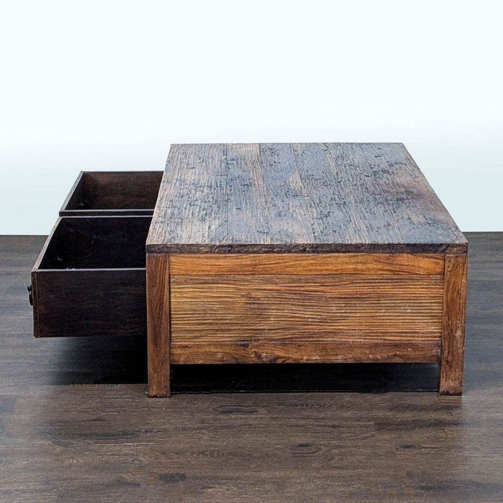 Rustic Wood Two Drawer Coffee Table