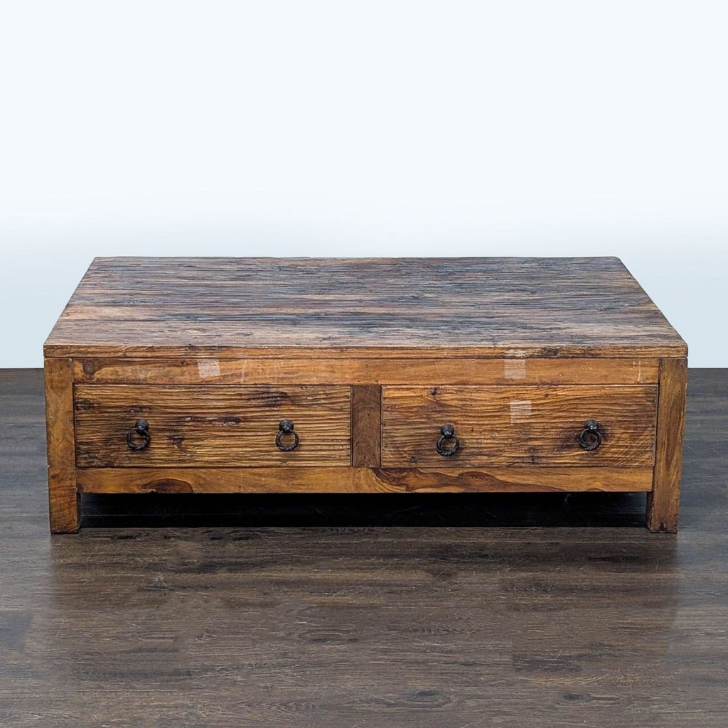 Rustic Wood Two Drawer Coffee Table