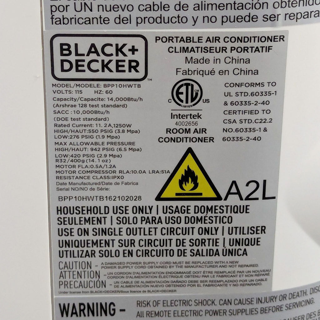 Black + Decker Portable Air Conditioner - Compact and Efficient Cooling - Accepted Offer (20.47% discount)
