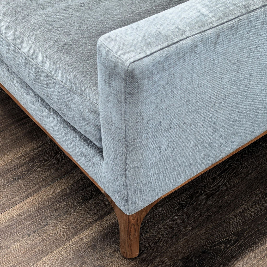 West Elm Parker Gray Sectional Sofa with Chaise and Wood Base