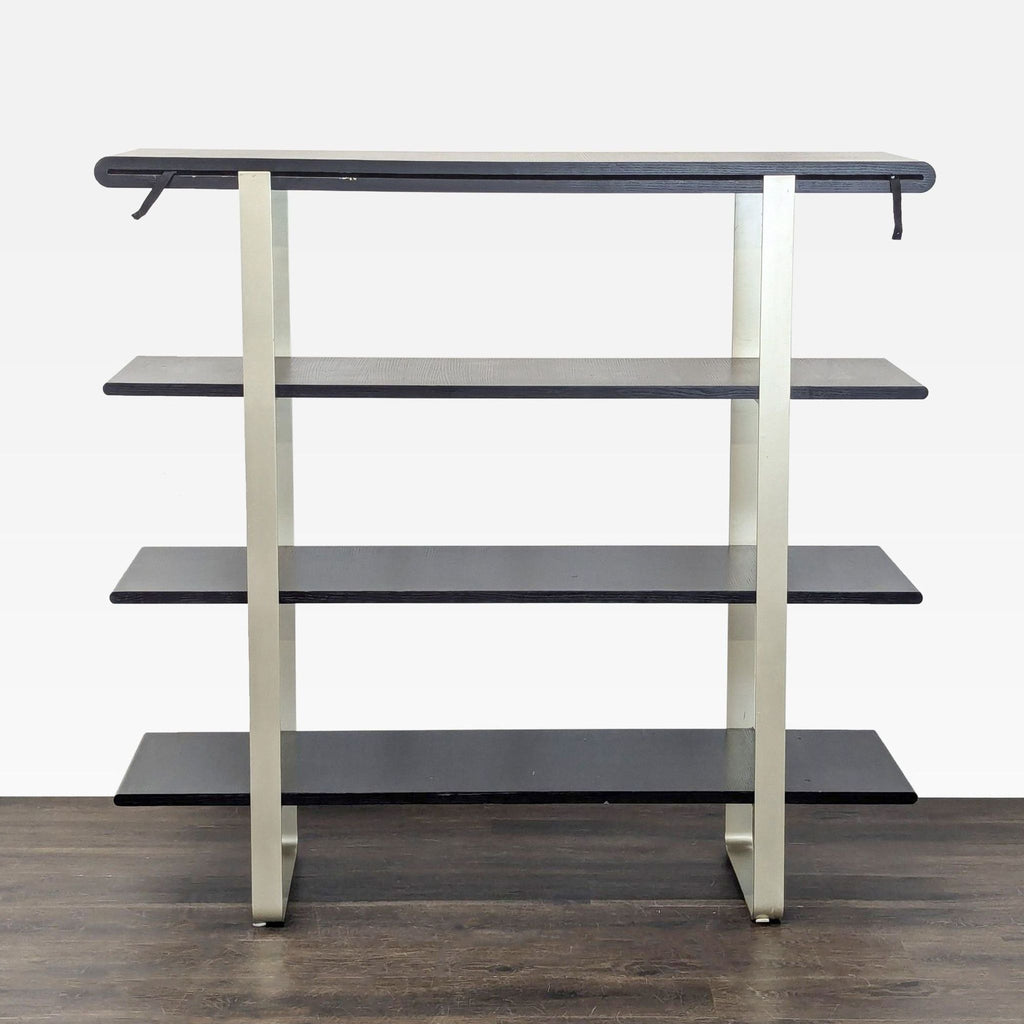 Modern 4-Tier Metal and Wood Bookshelf with Sleek Black Shelves - Accepted Offer (28.14% discount)