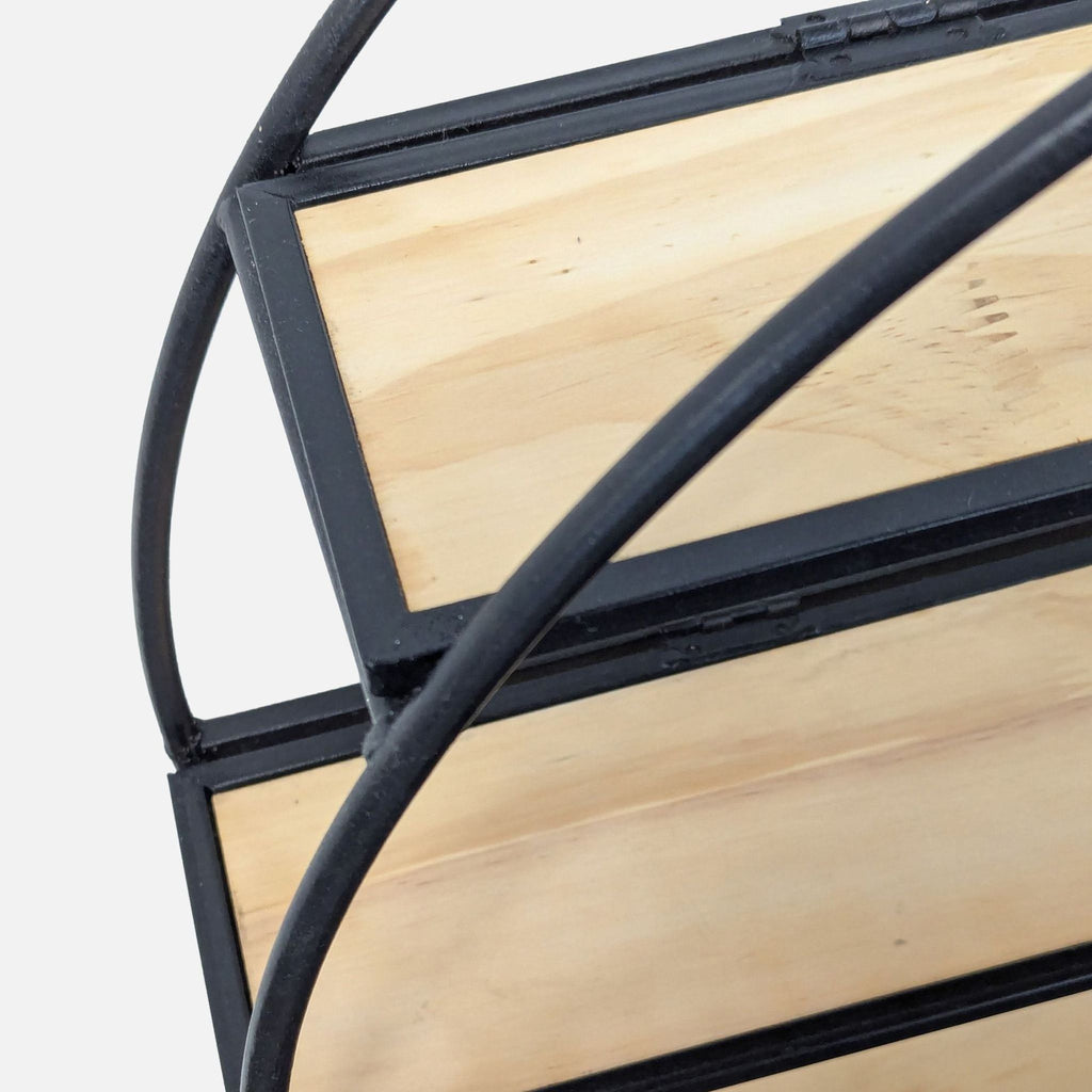 World Market Industrial Round Metal & Wood Wall Shelf