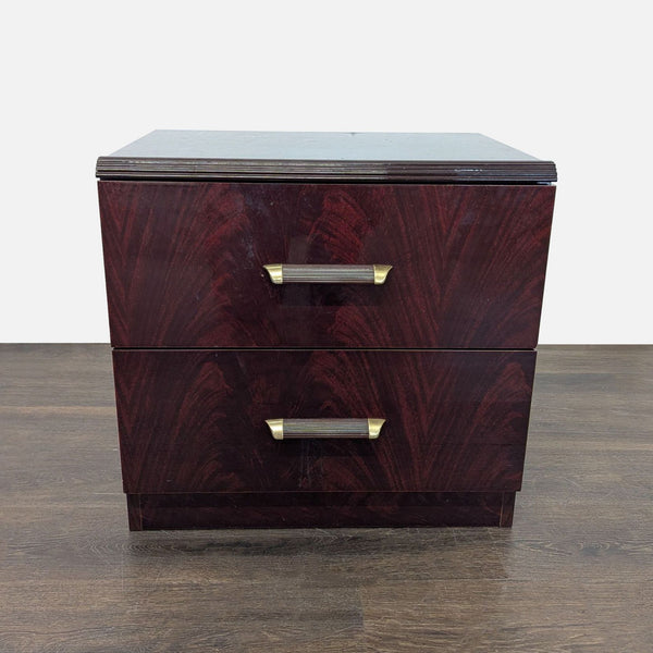 Two Drawer Nightstand with Wood and Metal Handles