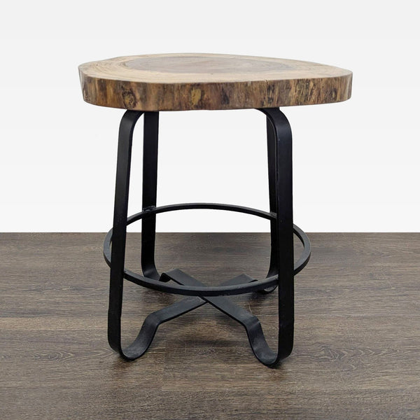 Metal Side Table with Live Edge Top