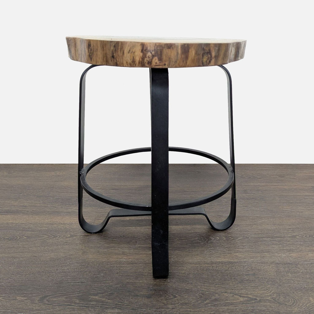 Metal Side Table with Live Edge Top