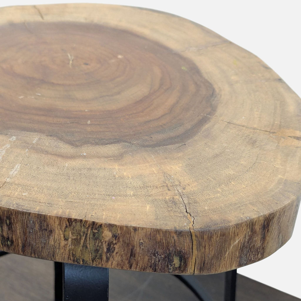 Metal Side Table with Live Edge Top