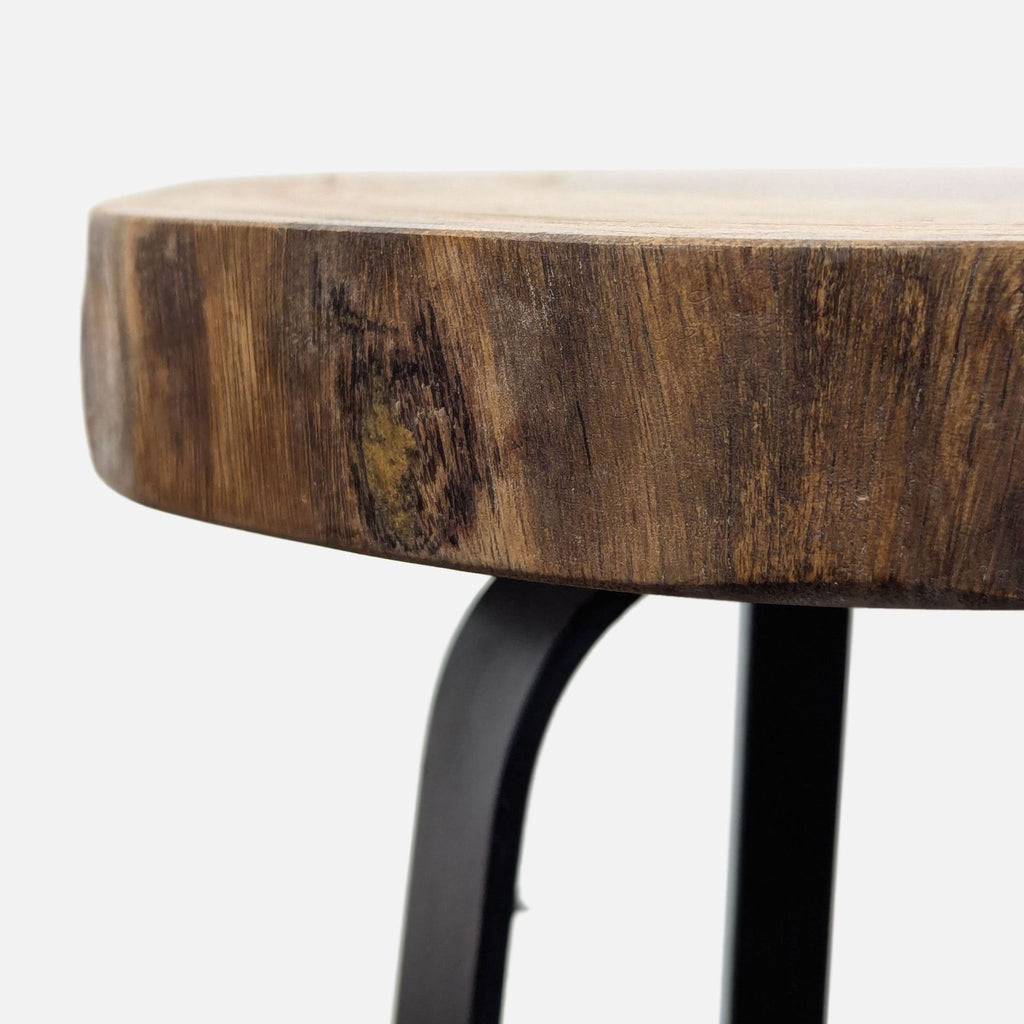 Metal Side Table with Live Edge Top
