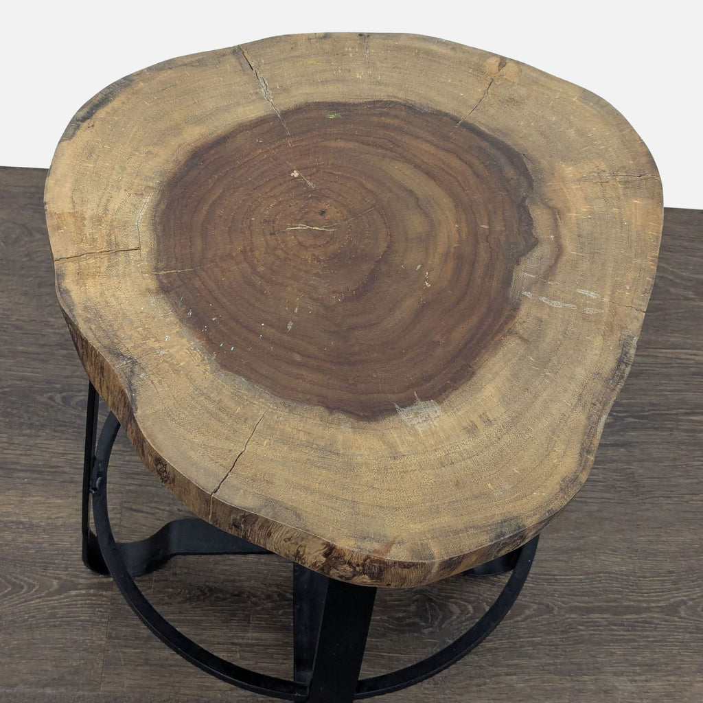 Metal Side Table with Live Edge Top