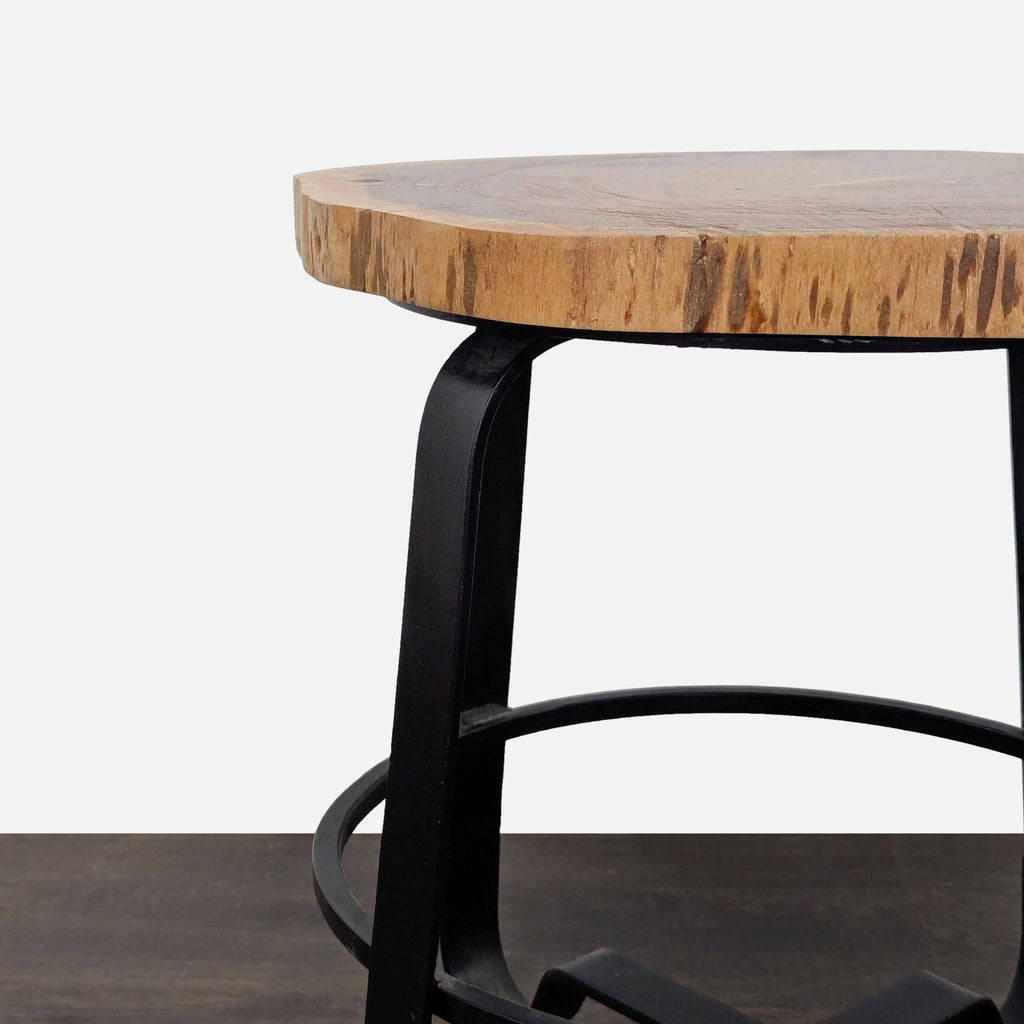 Metal Side Table with Live Edge Top
