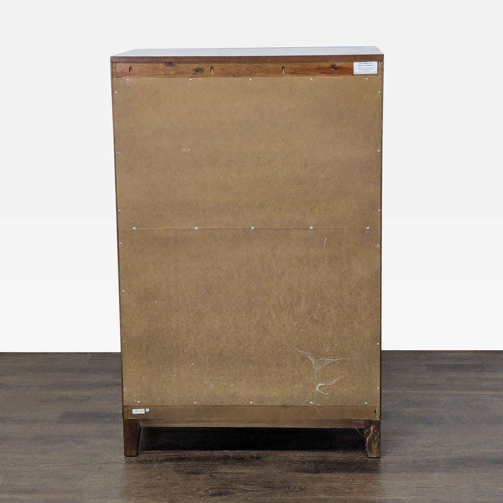 Modern 5-Drawer Dark Wood Dresser with Sleek Metal Handles