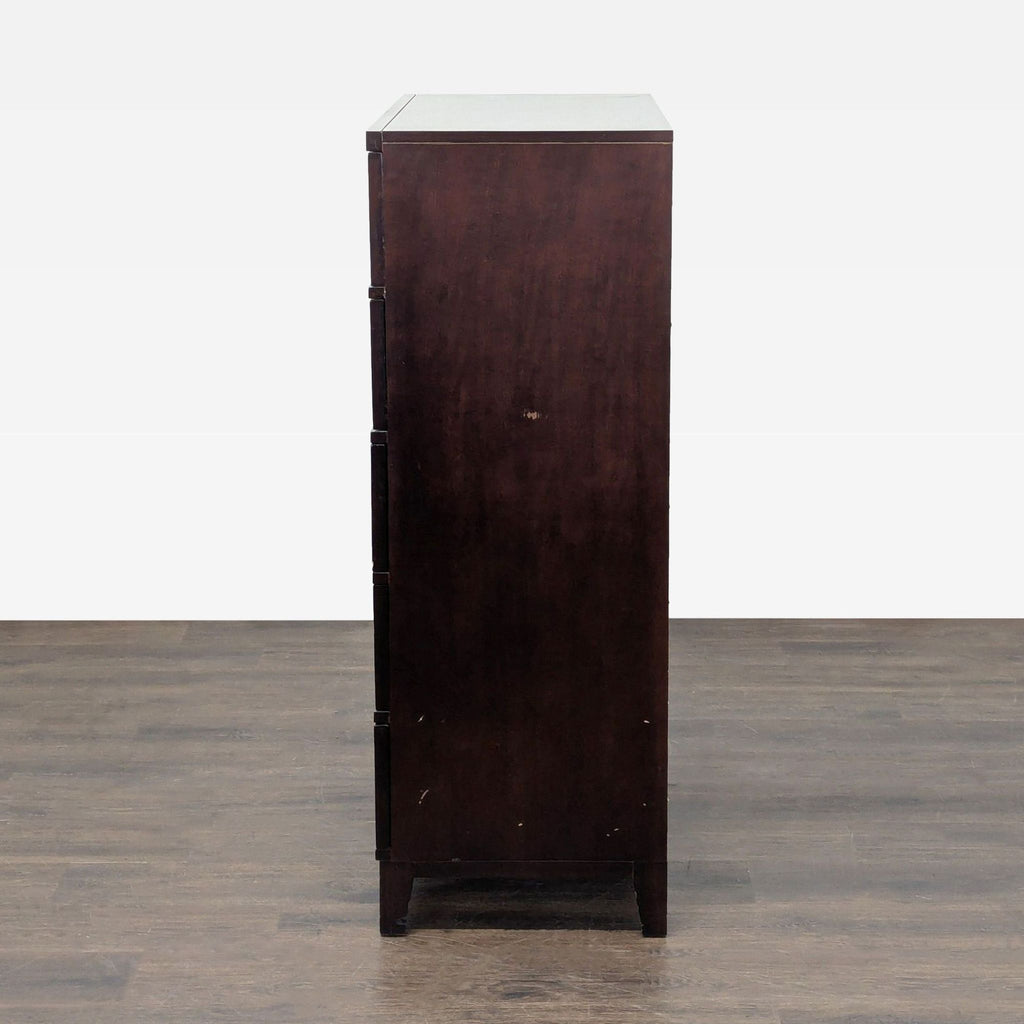 Modern dresser with spacious drawers and metal handles, offering durable and elegant storage for any room.