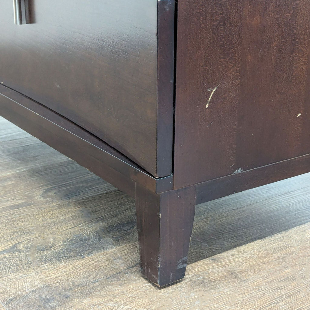 Modern 5-Drawer Dark Wood Dresser with Sleek Metal Handles
