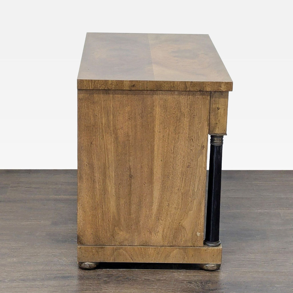Baker Furniture Classic Burl Wood Veneer 3-Drawer Sidetable/Nightstand