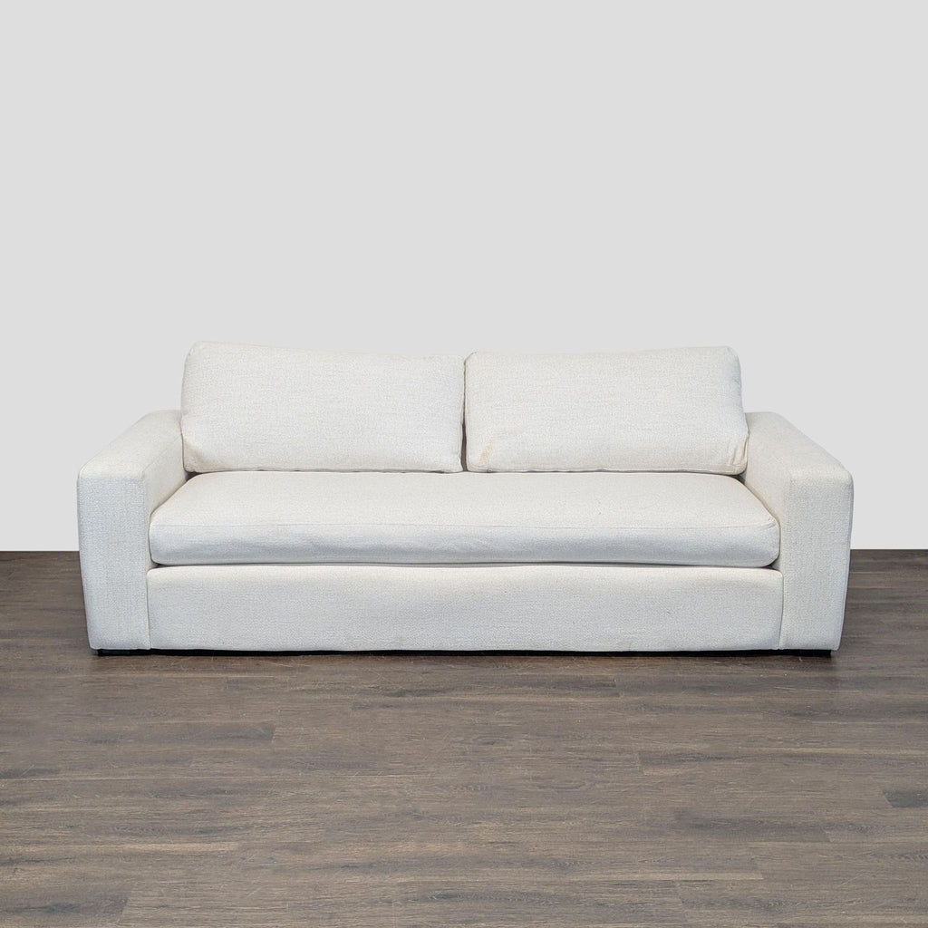 Living Spaces Isabella 3-Seat Modern Cream Sofa