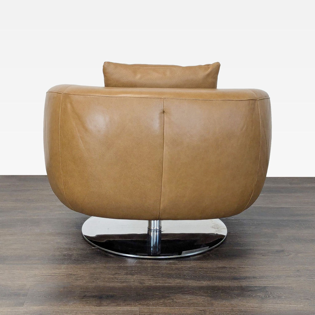 Castlery Xander Modern Tan Leather Swivel Lounge Chair