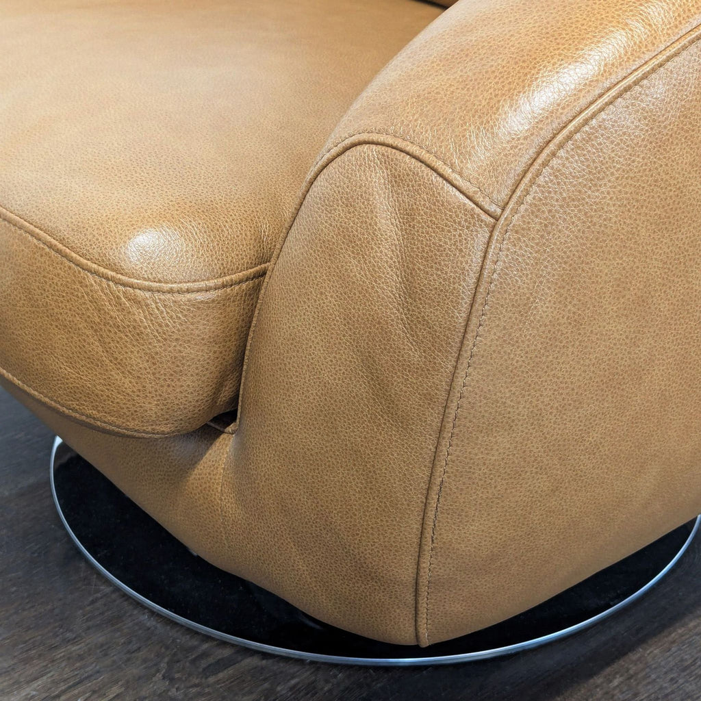 Castlery Xander Modern Tan Leather Swivel Lounge Chair