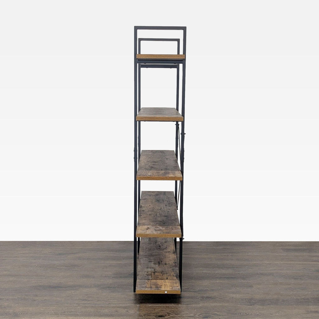 Dulonto 5-Tier Industrial Bookshelf with Metal Frame and Wood Shelves