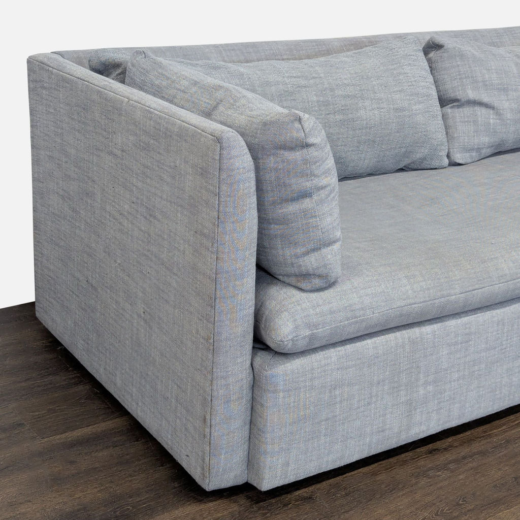 West Elm Modern Gray 3-Seat Sofa with Clean Lines