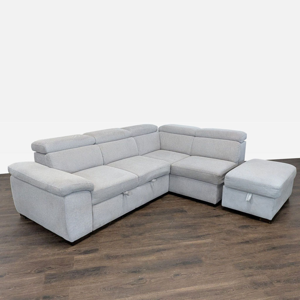 Modern Light Gray Sectional Sofa with Storage and Pull-Out Bed - Accepted Offer (23.53% discount)