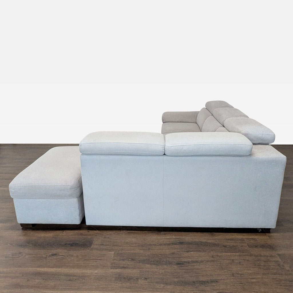 Modern Light Gray Sectional Sofa with Storage and Pull-Out Bed