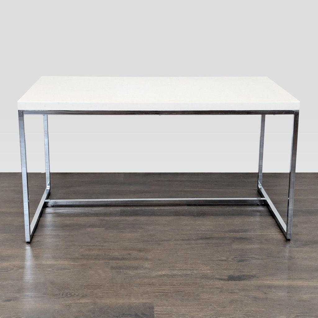Scandinavian Design Minimalist White Desk with Chrome Frame