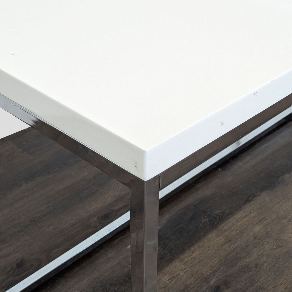 Scandinavian Design Minimalist White Desk with Chrome Frame