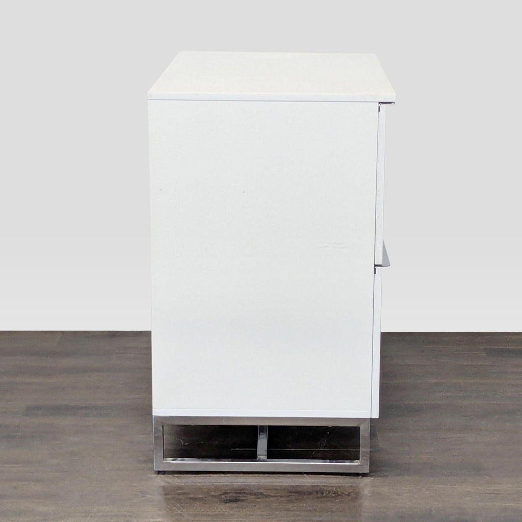 Scandinavian Design White Two-Drawer Cabinet with Metal Legs