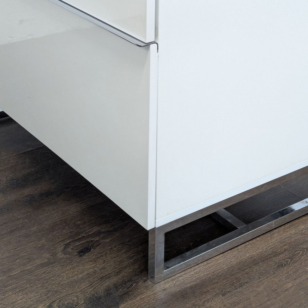 Scandinavian Design White Two-Drawer Cabinet with Metal Legs