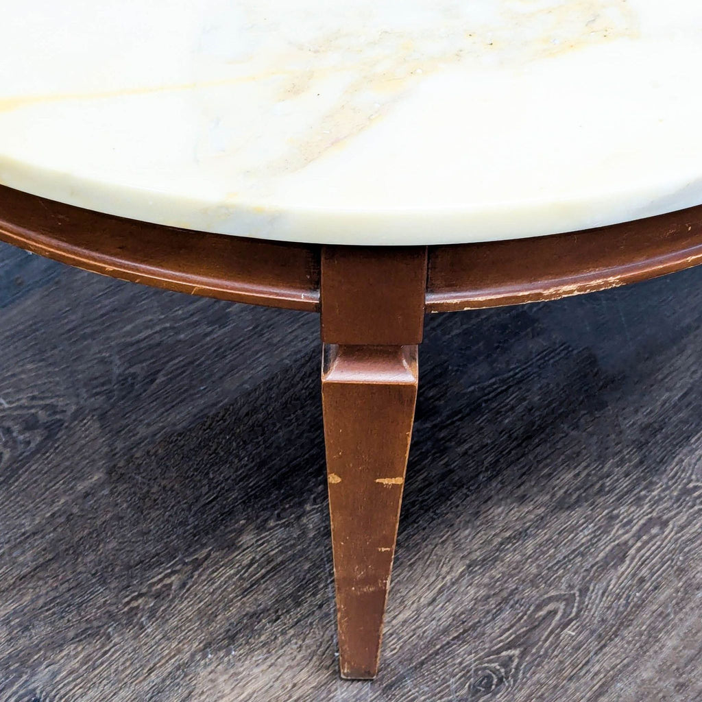 Vintage Wood Coffee Table with Marble Top