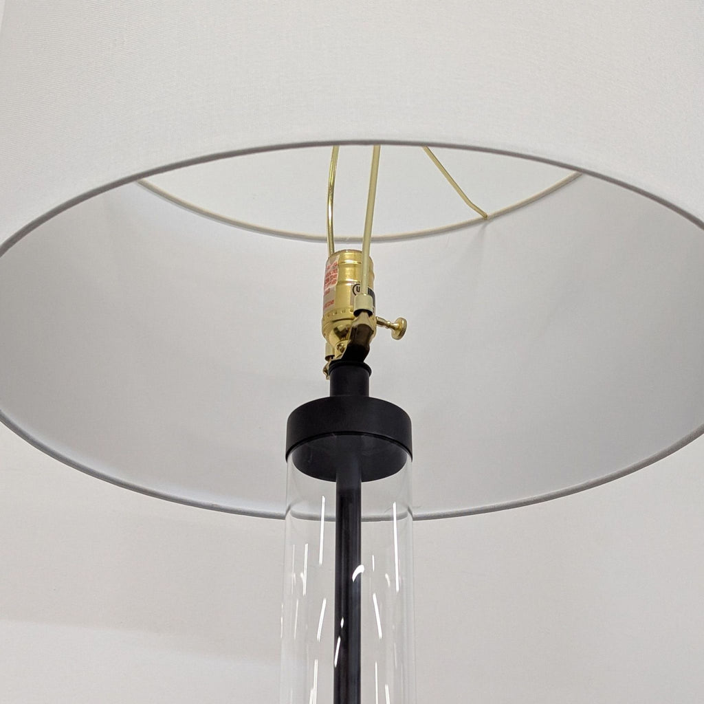Arhaus Clear Glass Cylinder Floor Lamp with White Shade