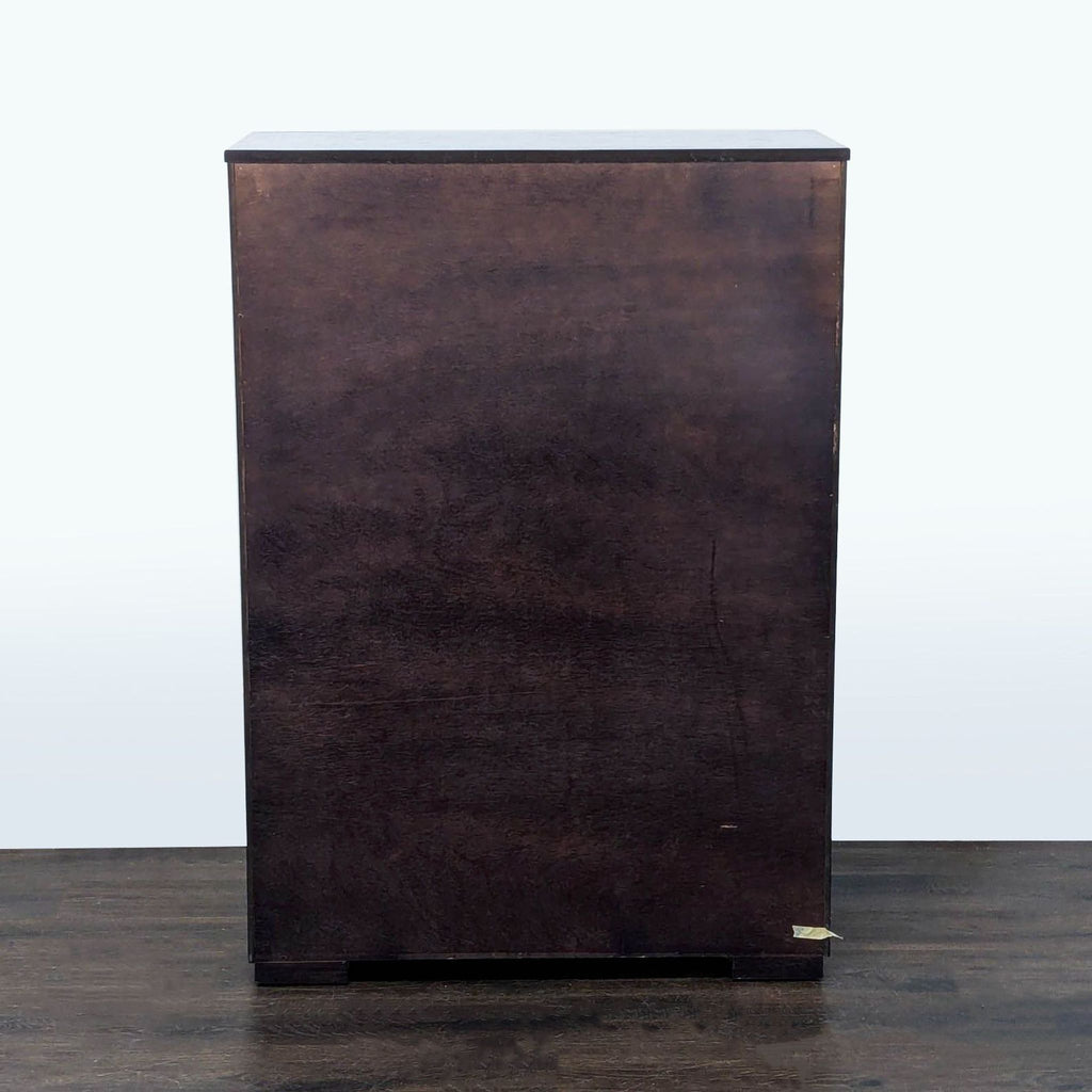 Modern 5-Drawer Dark Wood Dresser with Sleek Metal Handles