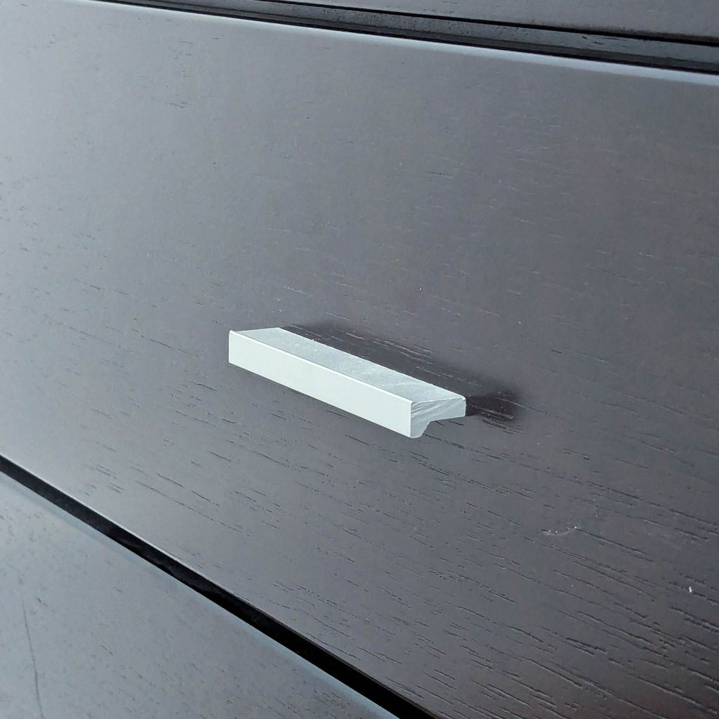 Modern 5-Drawer Dark Wood Dresser with Sleek Metal Handles