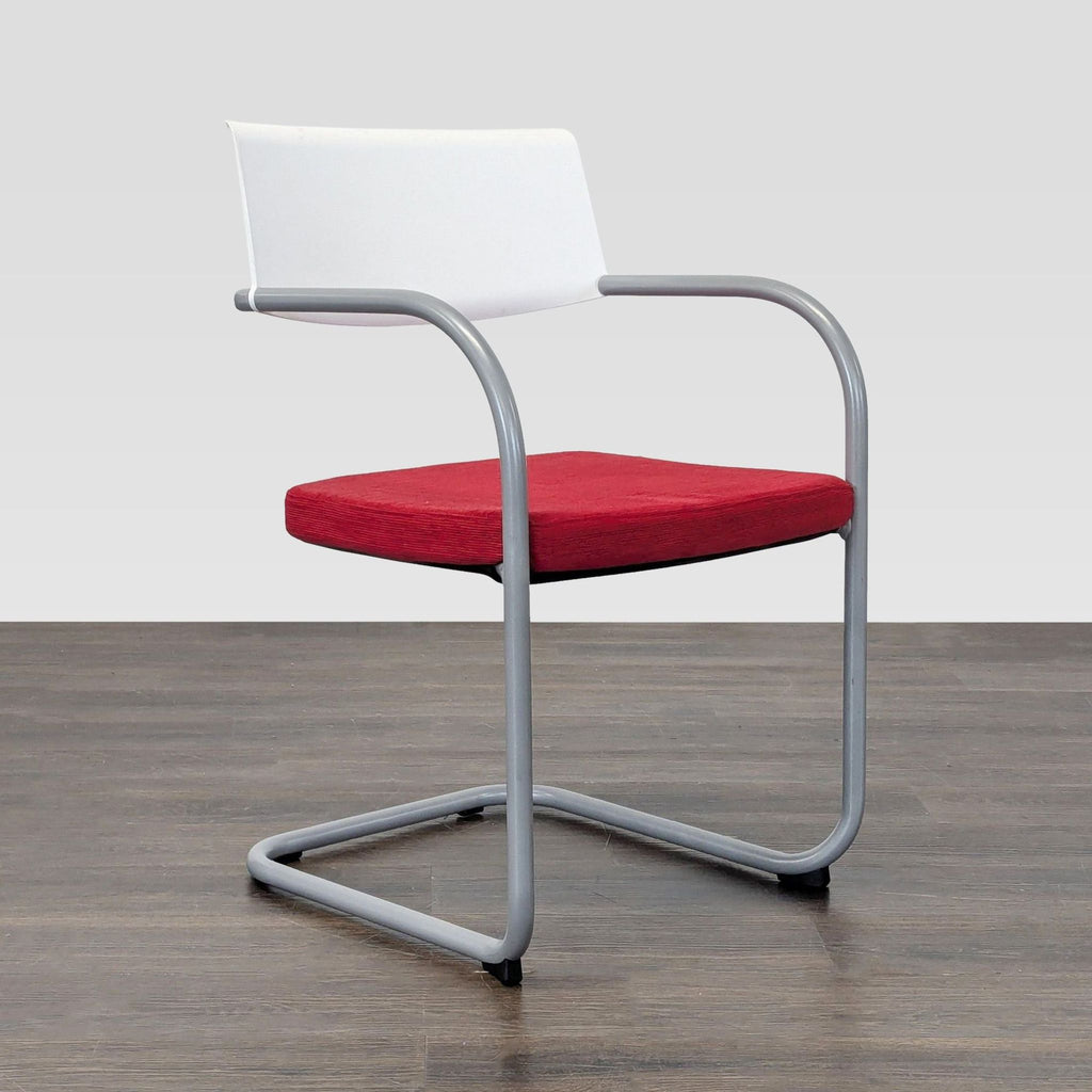 Sled base dining chair with a cantilevered seat and back, inspired by the classic Tubular Brno chair.